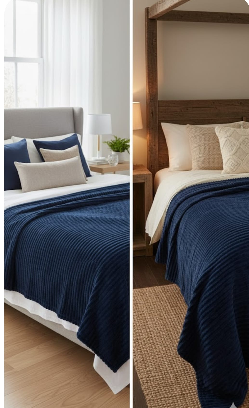 Cotton King Plush Ribbed Throw